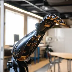 Robotic arm in classroom.